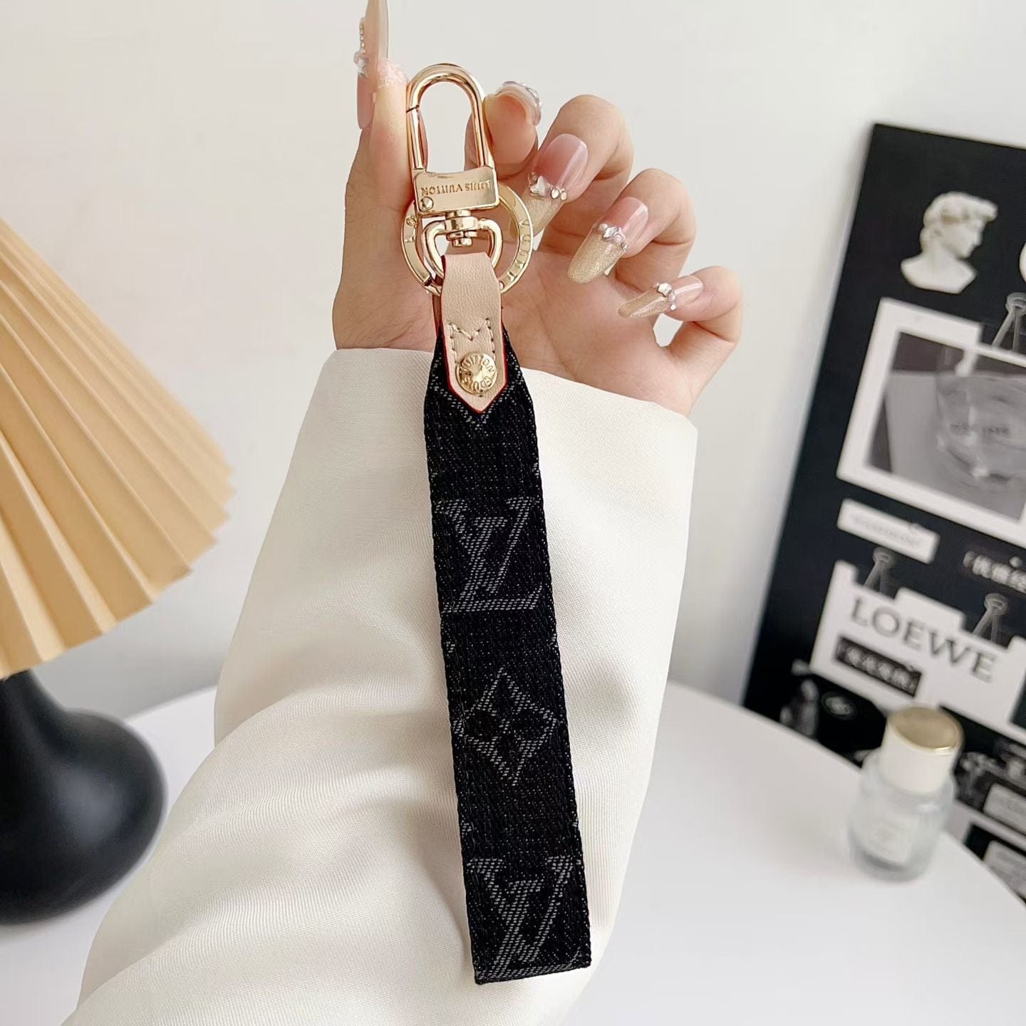 HypedEffects louis vuitton Monogram Canvas Keychain with Leather Strap Luxury Designer Key Holder