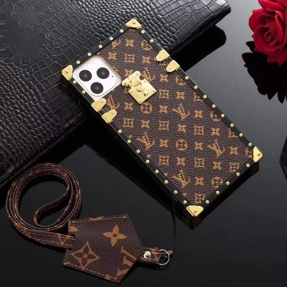 HypedEffects louis vuitton Trunk-Style Monogram iPhone 15 Cases with Gold Hardware
