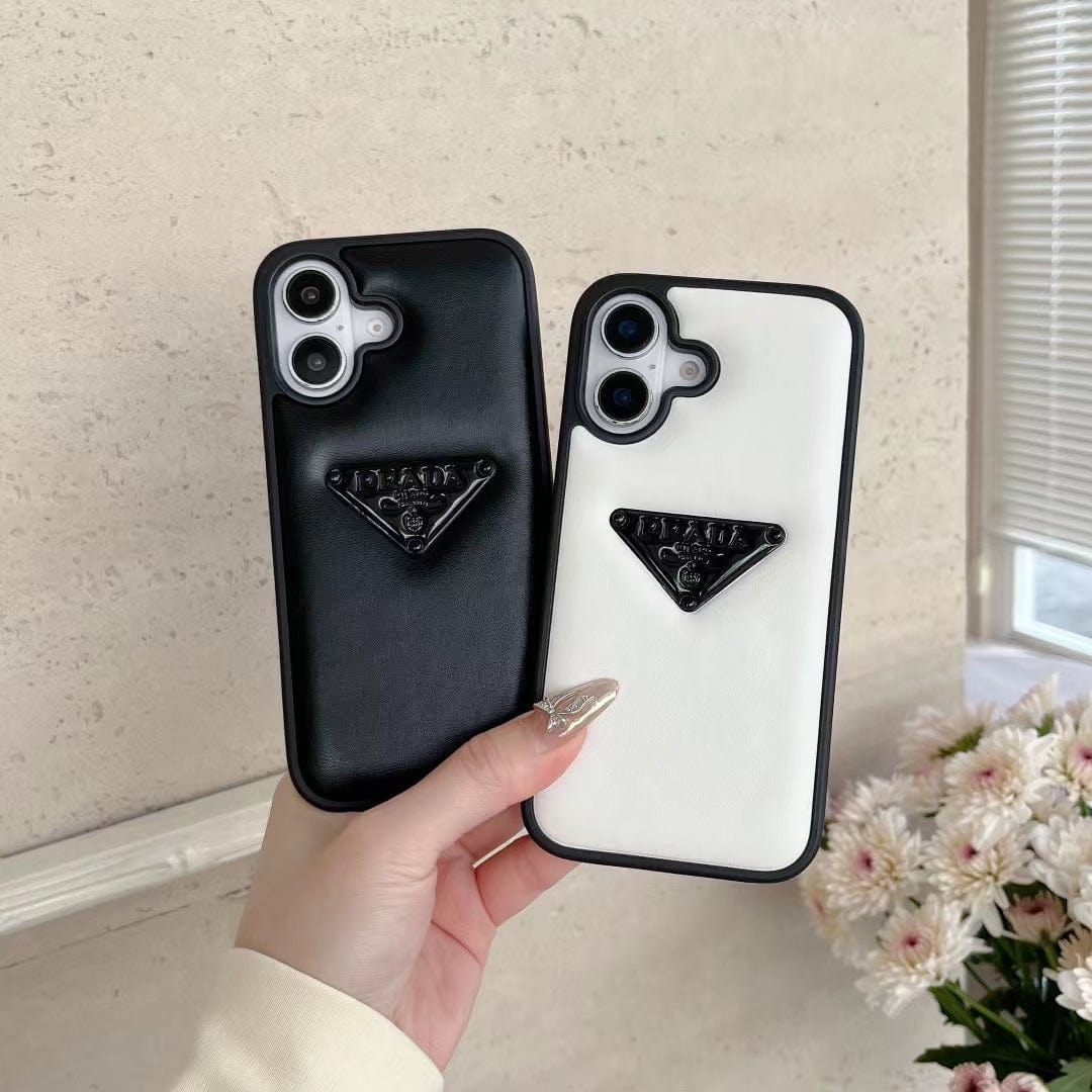 HypedEffects Prada Leather iPhone Case Black And White