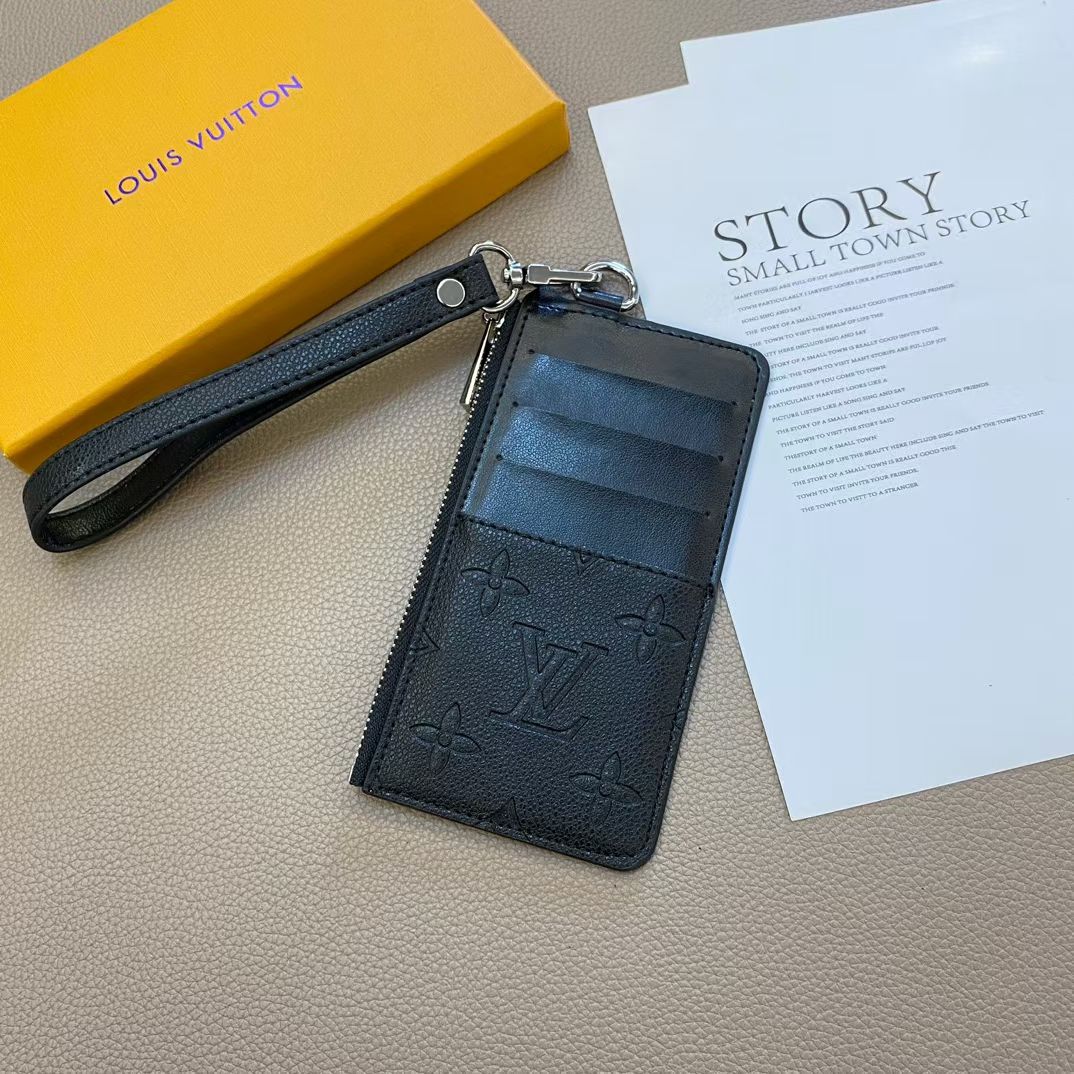 louis vuitton & gucci Luxury Zipper Card Holder Wallet with Wrist Strap
