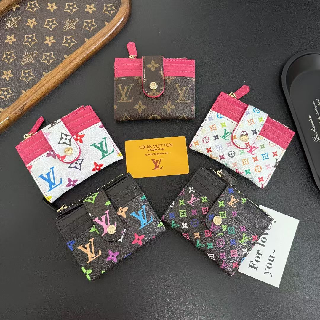 louis vuitton Multicolor Monogram Luxury Zip Card Holder Wallet Compact Designer Card Case