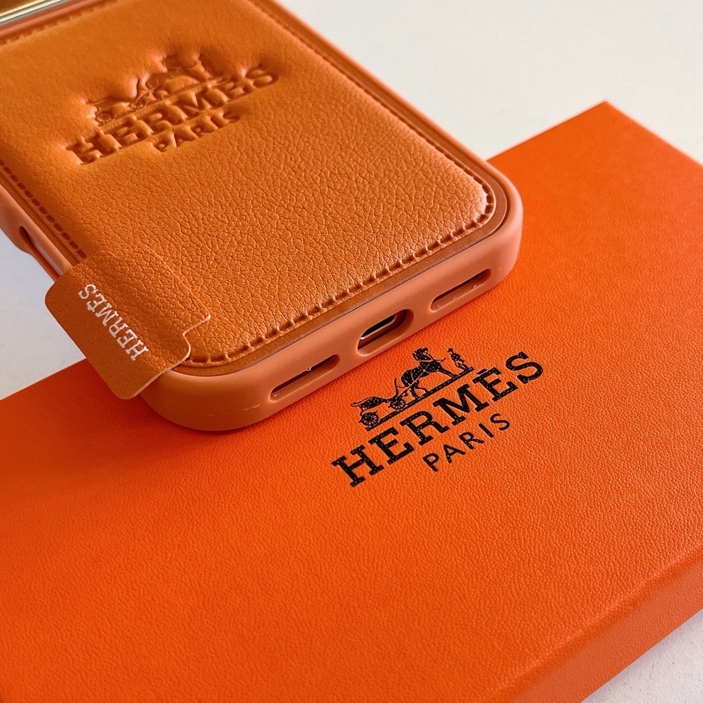Hermes Leather Wallet Phone Case with Card Holder for iPhone 13 to iPhone 17 Pro Max