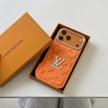 louis vuitton and gucci Leather Phone Case with Metal Logo for iPhone 13 to iPhone 17 Pro Max