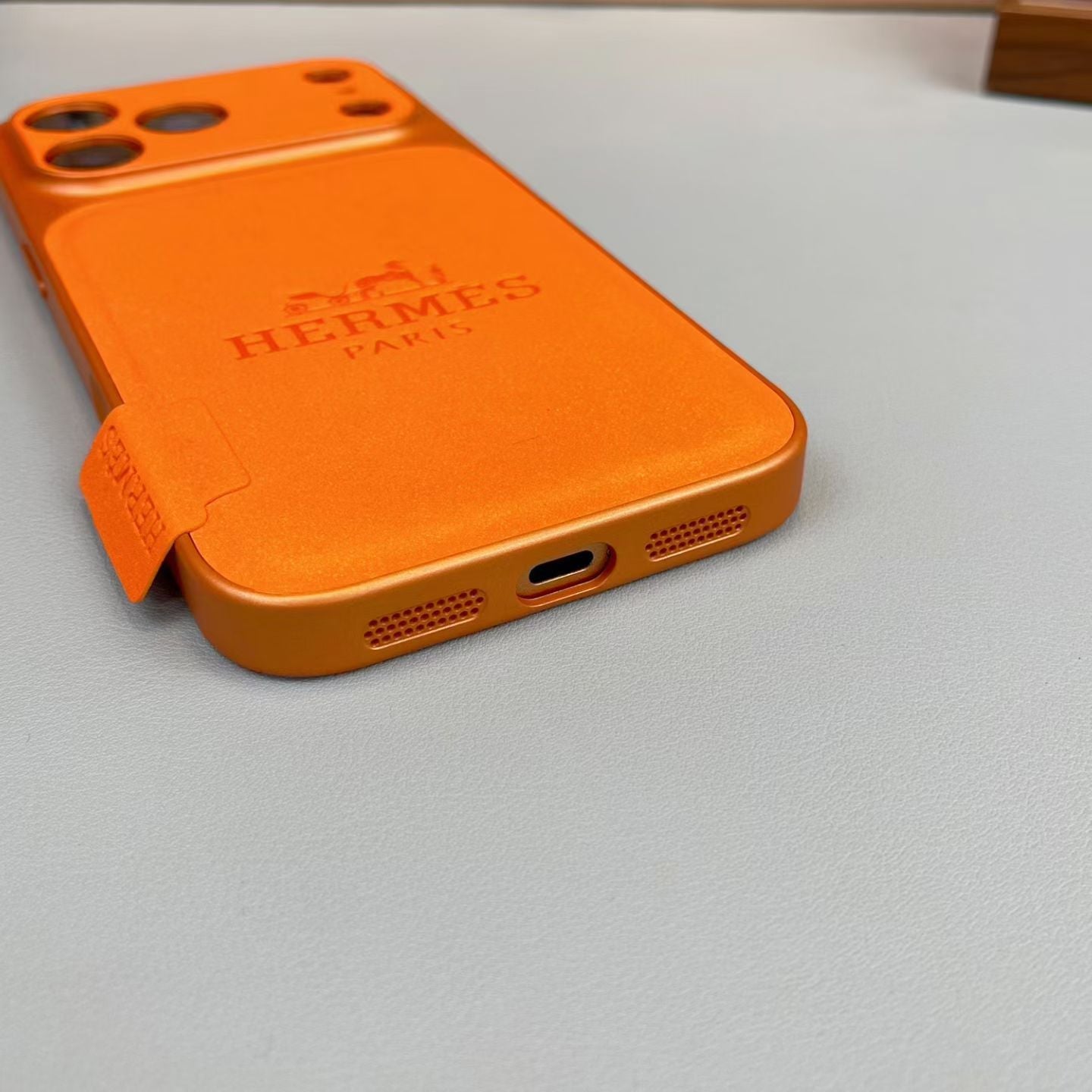 Hermes Leather Card Holder Phone Case for iPhone 14 to iPhone 17 Pro Max
