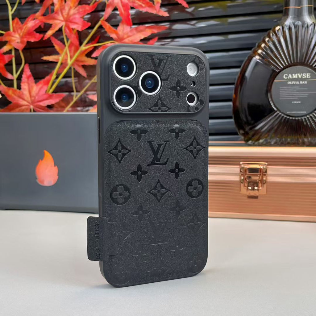 louis vuitton Monogram Leather Card Holder Phone Case for iPhone 14 to iPhone 17 Pro Max