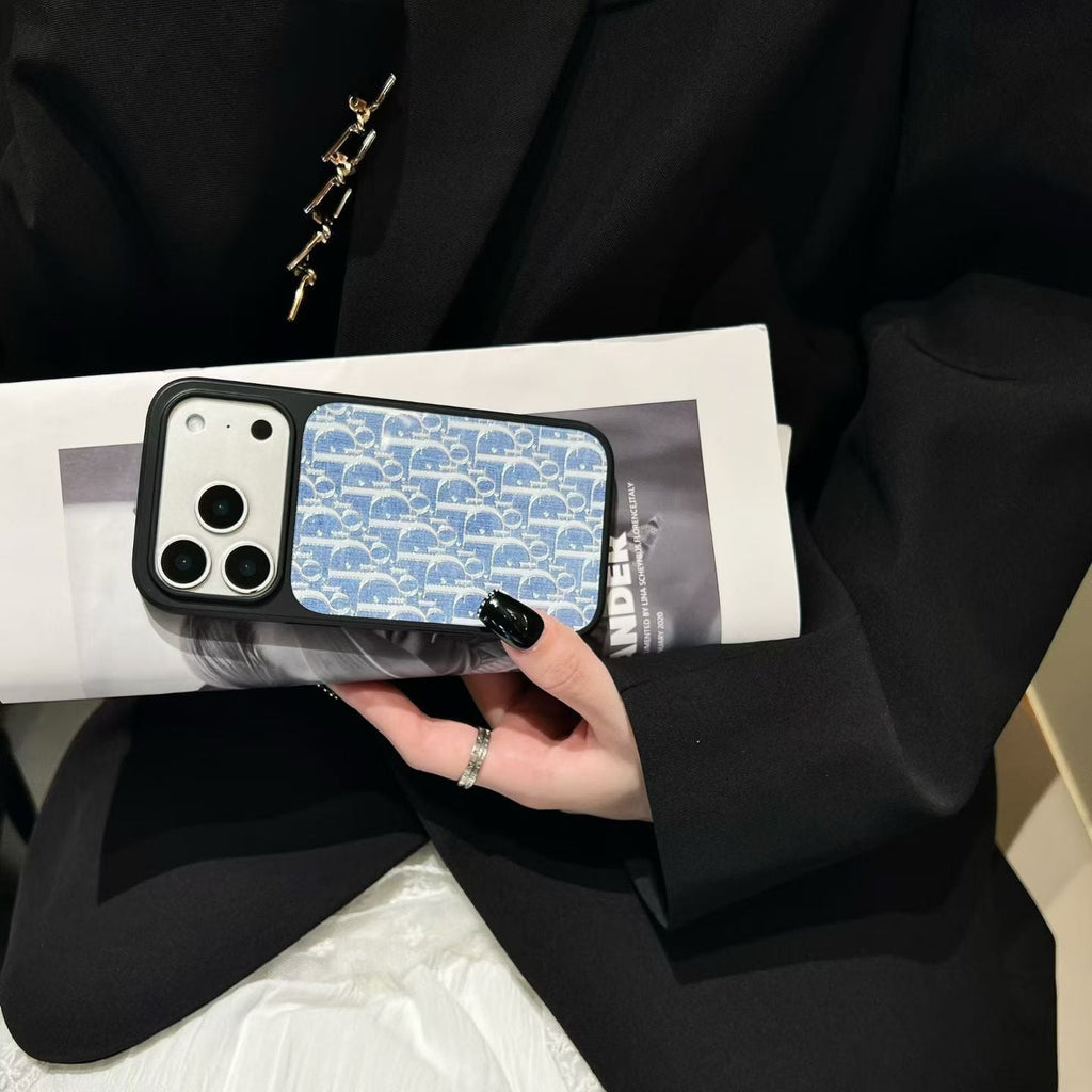Dior Inspired Blue Pattern Phone Case for iPhone 14 to iPhone 17 Pro Max