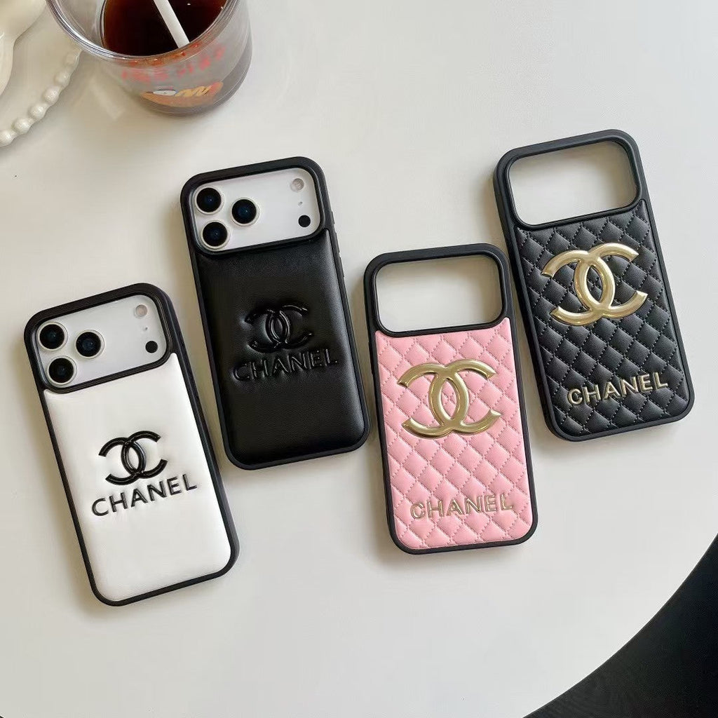 cc Quilted Signature Case Elegant Luxury Style for iPhone 14 to 17 Pro Max
