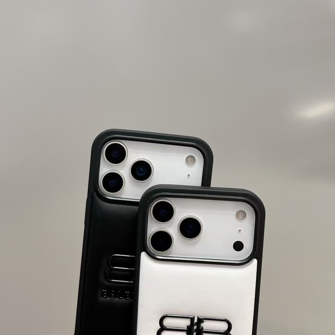Balenciaga Minimal Logo Luxury Case for iPhone 13 to 17 Pro Max
