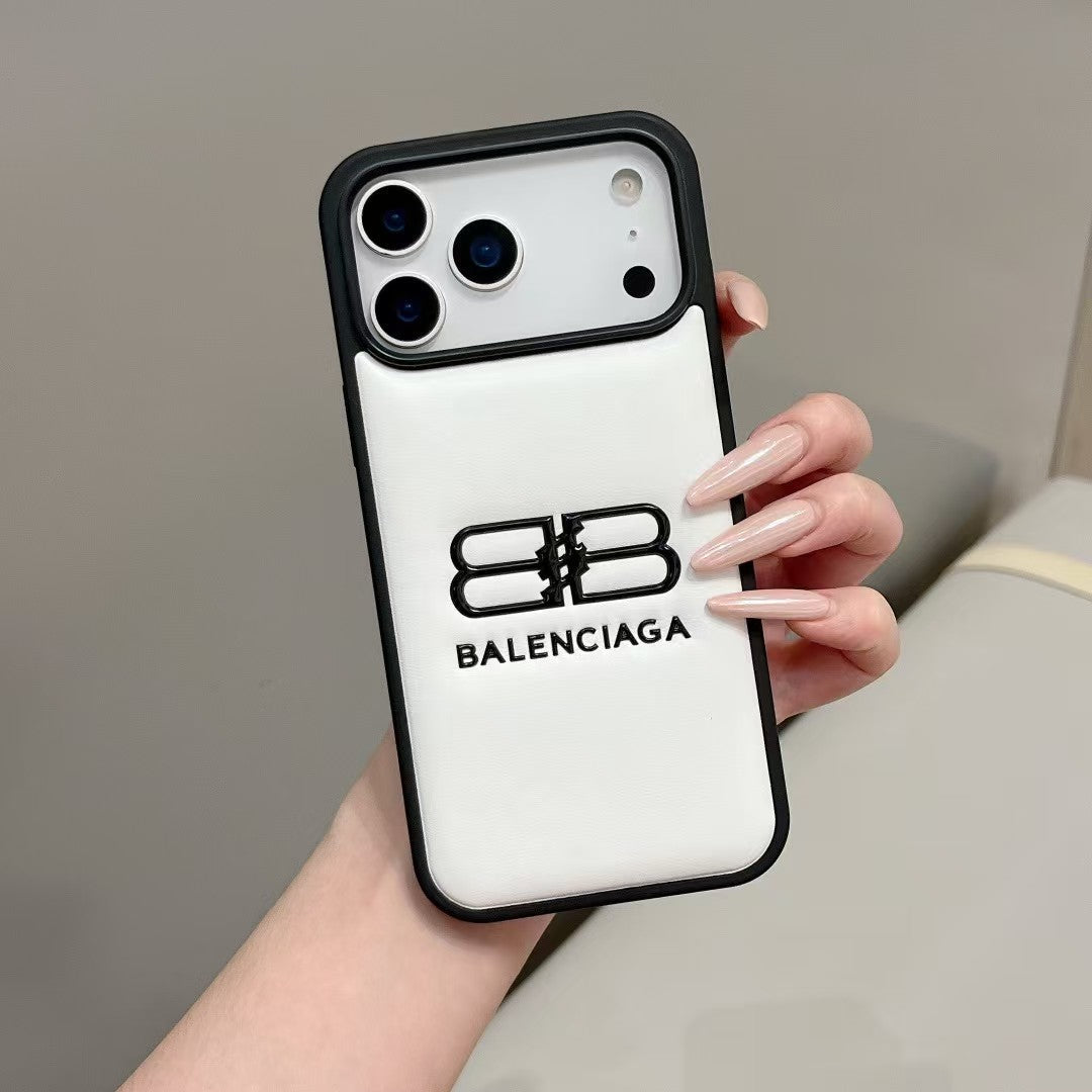 Balenciaga Minimal Logo Luxury Case for iPhone 13 to 17 Pro Max