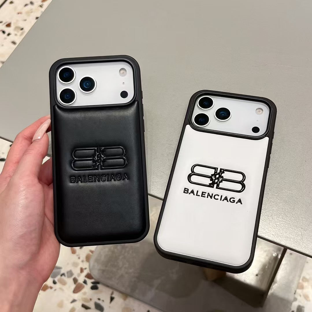 Balenciaga Minimal Logo Luxury Case for iPhone 13 to 17 Pro Max