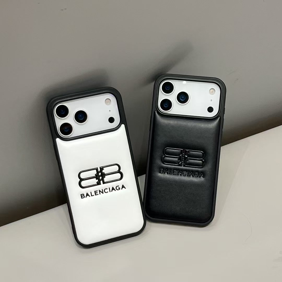 Balenciaga Minimal Logo Luxury Case for iPhone 13 to 17 Pro Max