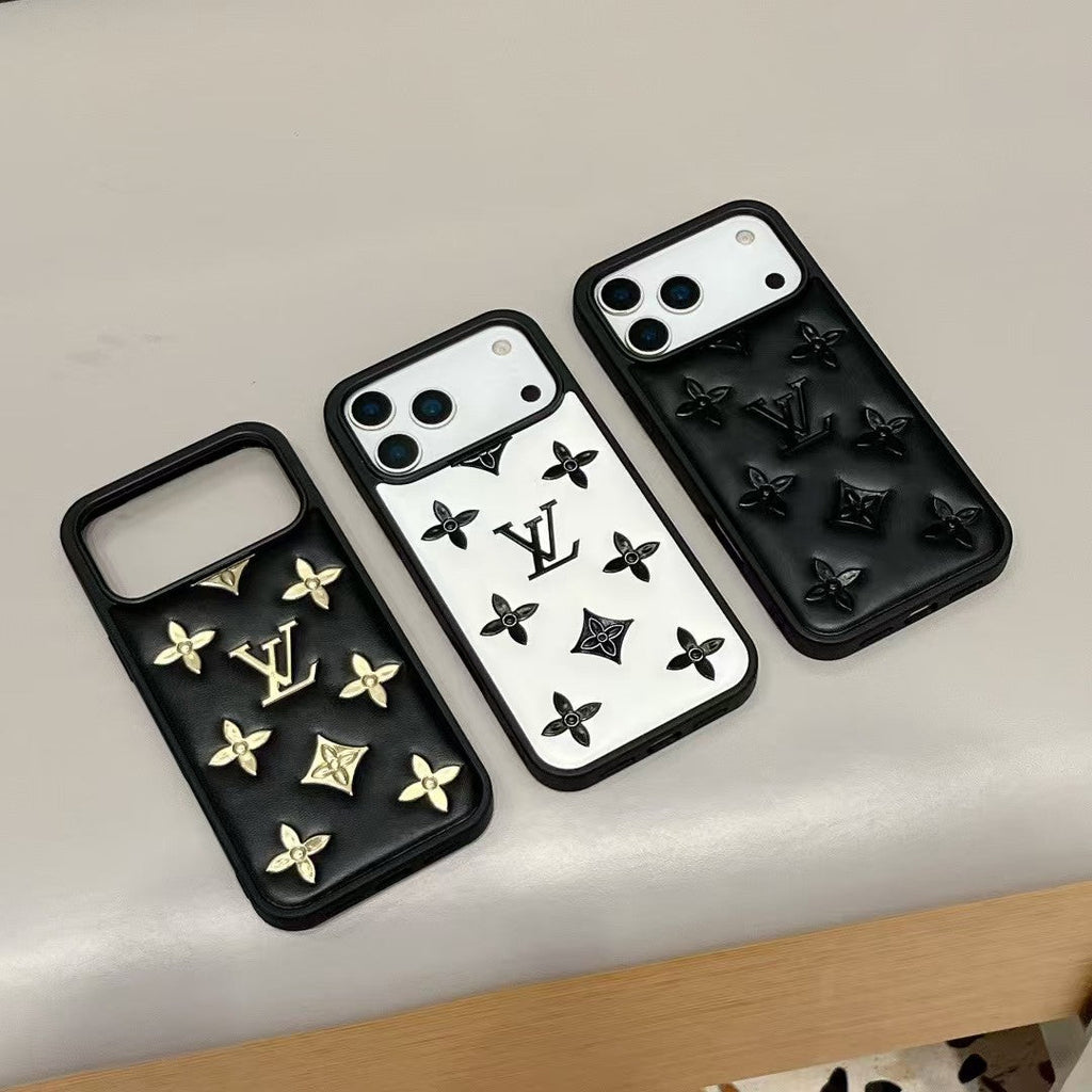 louis vuitton Monogram Relief Luxury Case for iPhone 13 to 17 Pro Max
