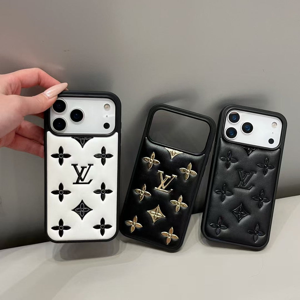 louis vuitton Monogram Relief Luxury Case for iPhone 13 to 17 Pro Max