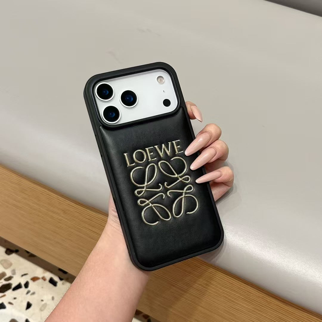 Loewe Anagram Signature Luxury Case for iPhone 14 to 17 Pro Max