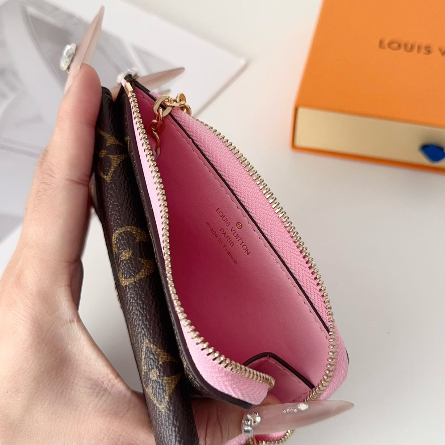 louis vuitton Monogram Wallet Card Holder with Key Clip