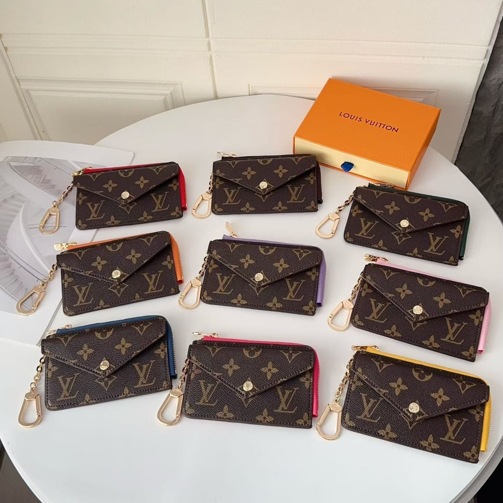 louis vuitton Monogram Wallet Card Holder with Key Clip