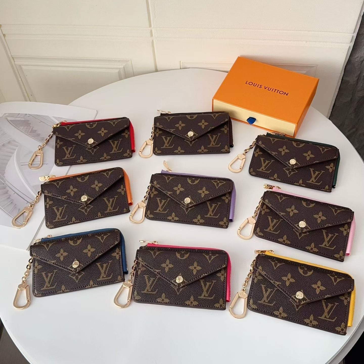 louis vuitton Monogram Wallet Card Holder with Key Clip