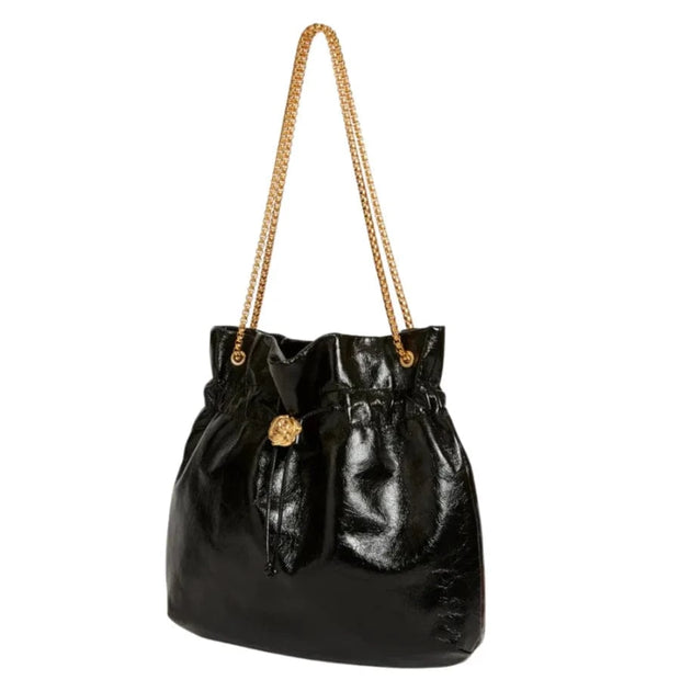 Looopix Elegant Black Drawstring Shoulder Bag