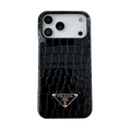 Prada Crocodile-Embossed Phone Case for iPhone 17 with Iconic Metal Triangle Logo