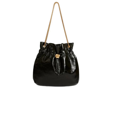 Looopix Elegant Black Drawstring Shoulder Bag