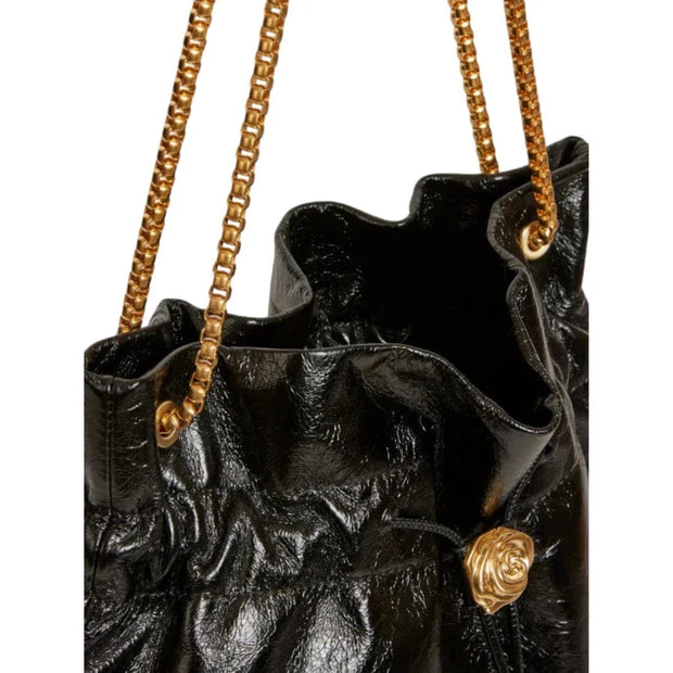 Looopix Elegant Black Drawstring Shoulder Bag