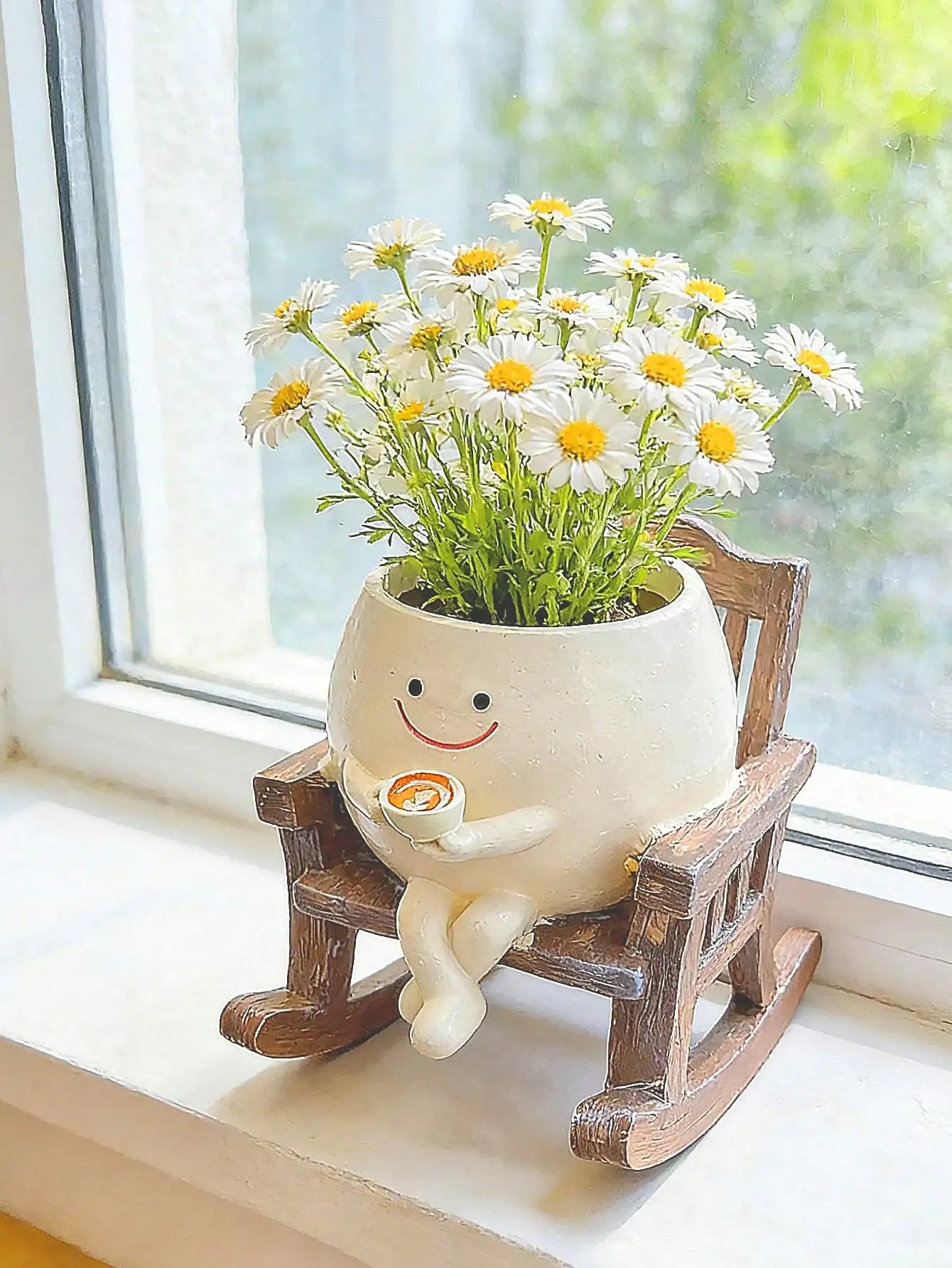 Smiling Face Planter, Cute Guitar Design, With Drainage Hole, Funny Small Flower Pot, Suitable For Indoor Succulents, Unique Gift For Plant Lovers