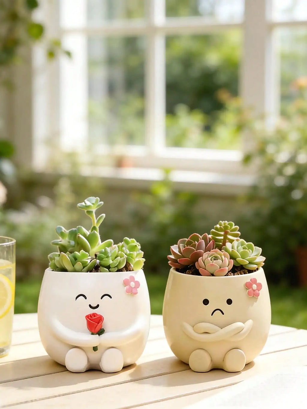 Smiling Face Planter, Cute Guitar Design, With Drainage Hole, Funny Small Flower Pot, Suitable For Indoor Succulents, Unique Gift For Plant Lovers