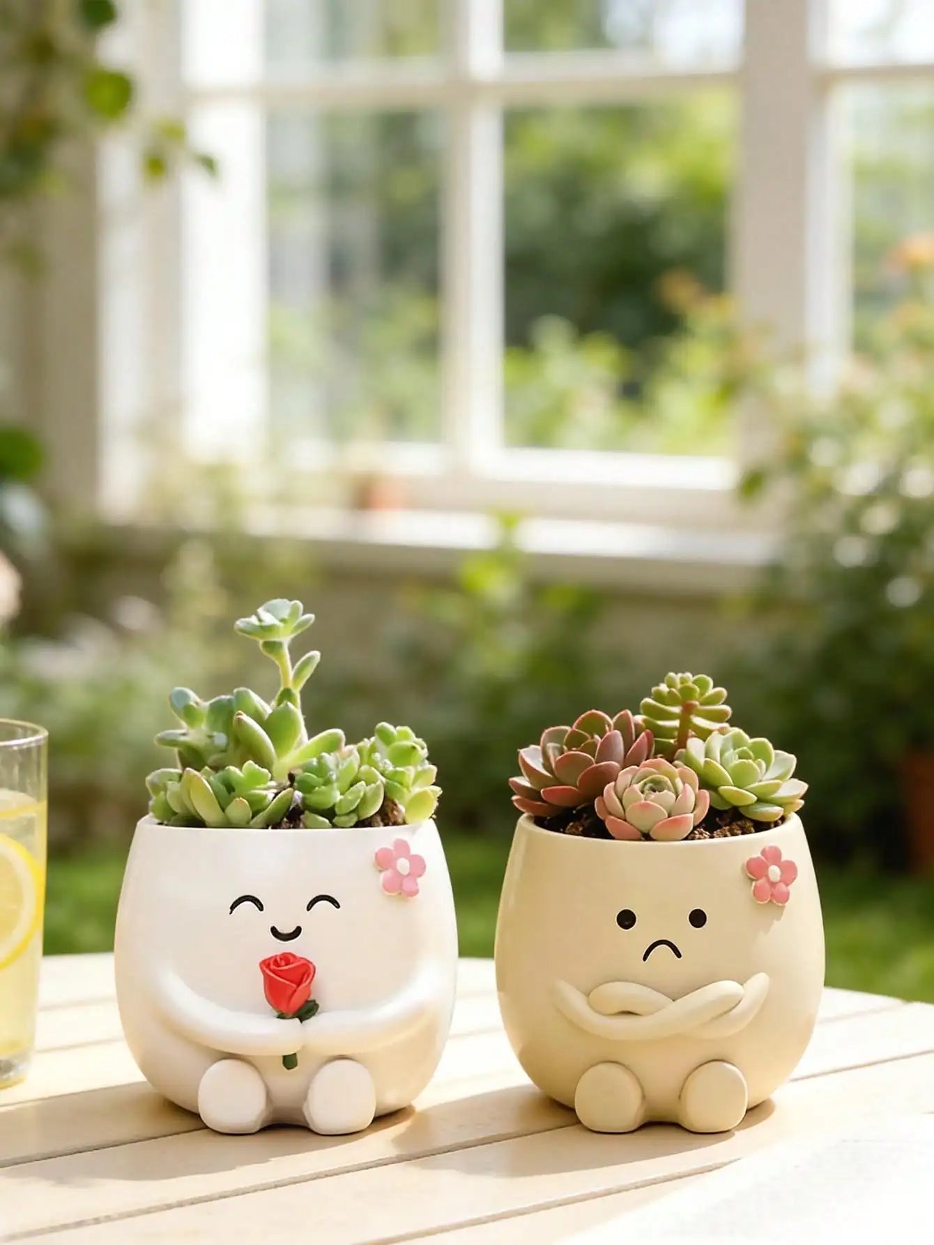 Smiling Face Planter, Cute Guitar Design, With Drainage Hole, Funny Small Flower Pot, Suitable For Indoor Succulents, Unique Gift For Plant Lovers