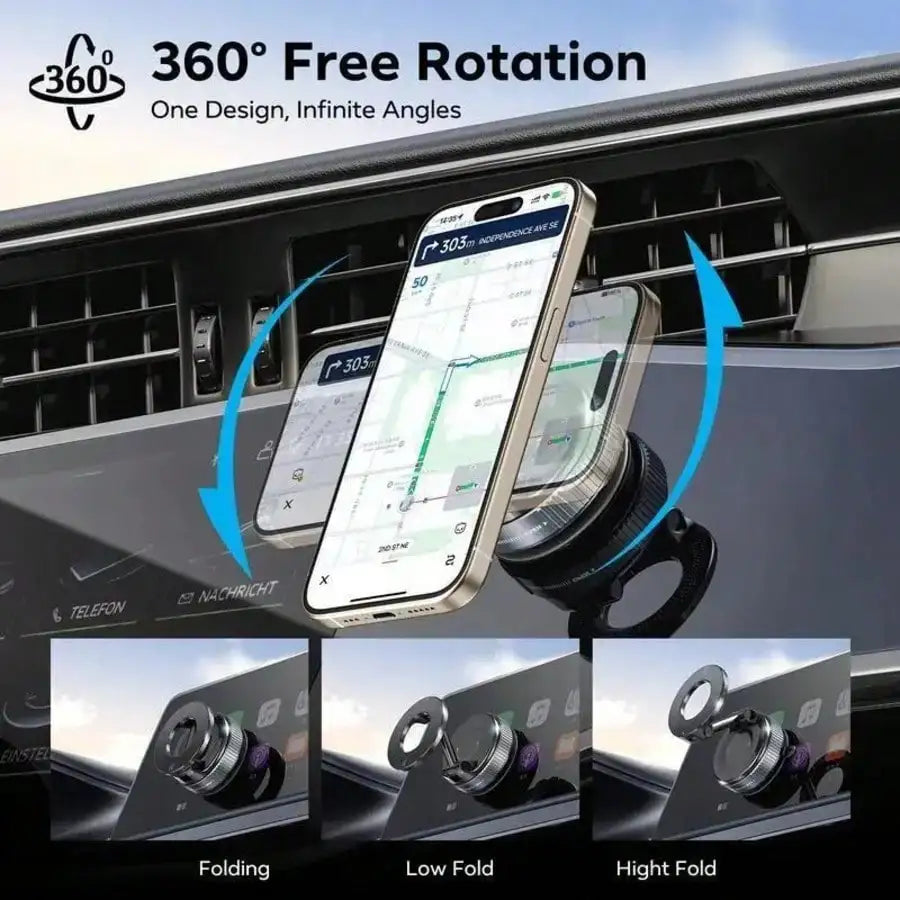 2pcs Car Phone Holder, Center Console Suction Cup Navigation Mount,Car Phone Magnetic Stand Mechanical Vacuum Suction Cup Rotate 360° Magnetic Adsorption Bracket Navigation Universal Holder