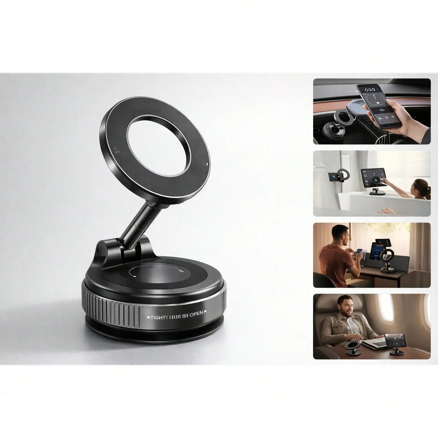 2pcs Car Phone Holder, Center Console Suction Cup Navigation Mount,Car Phone Magnetic Stand Mechanical Vacuum Suction Cup Rotate 360° Magnetic Adsorption Bracket Navigation Universal Holder