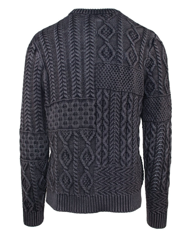 Stonewashed 100% Cotton Patchwork Sweater