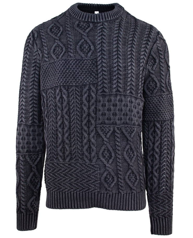 Stonewashed 100% Cotton Patchwork Sweater