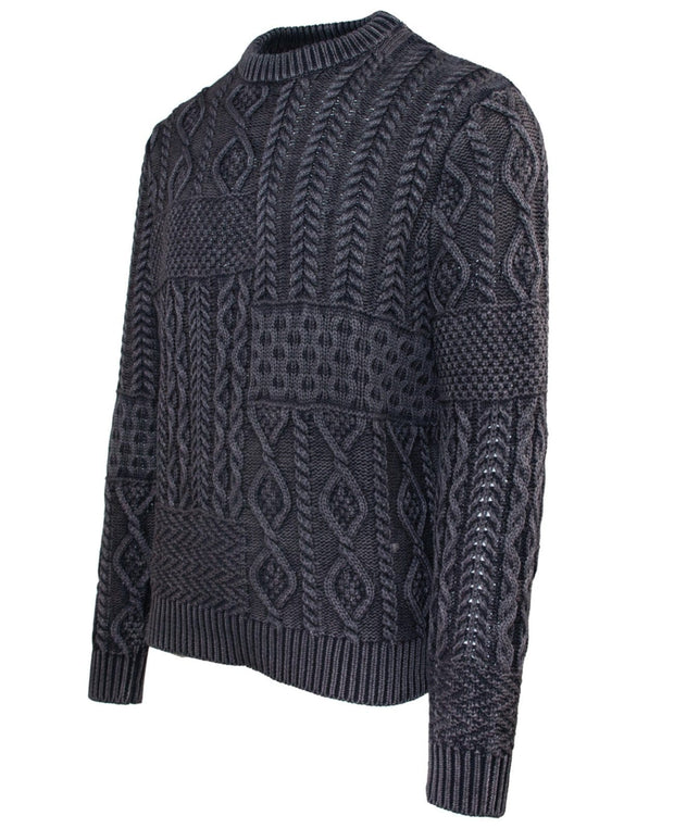 Stonewashed 100% Cotton Patchwork Sweater