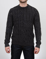 Stonewashed 100% Cotton Patchwork Sweater