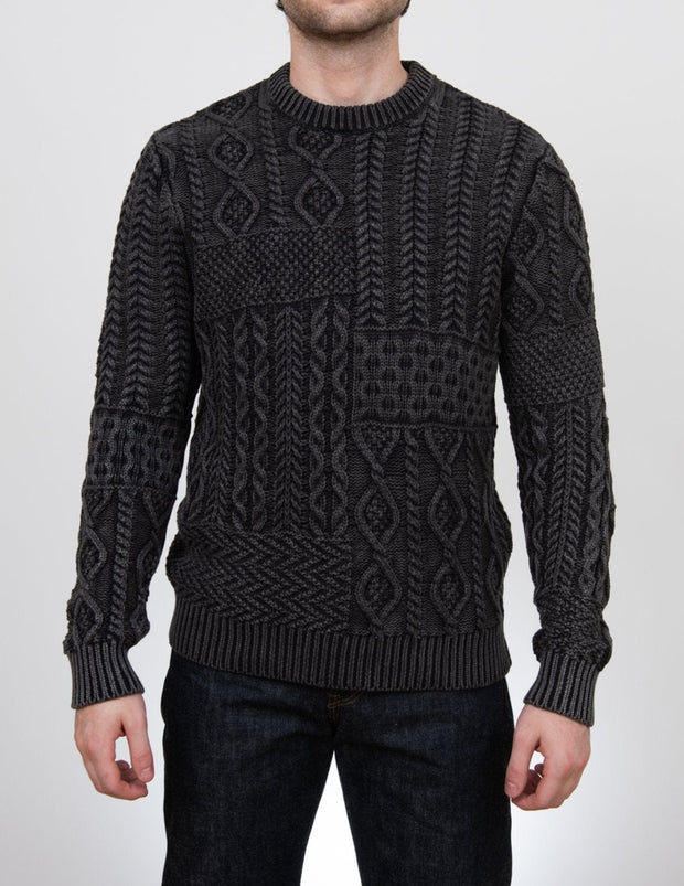 Stonewashed 100% Cotton Patchwork Sweater