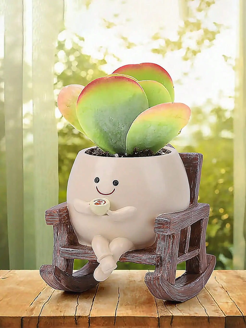 Smiling Face Planter, Cute Guitar Design, With Drainage Hole, Funny Small Flower Pot, Suitable For Indoor Succulents, Unique Gift For Plant Lovers