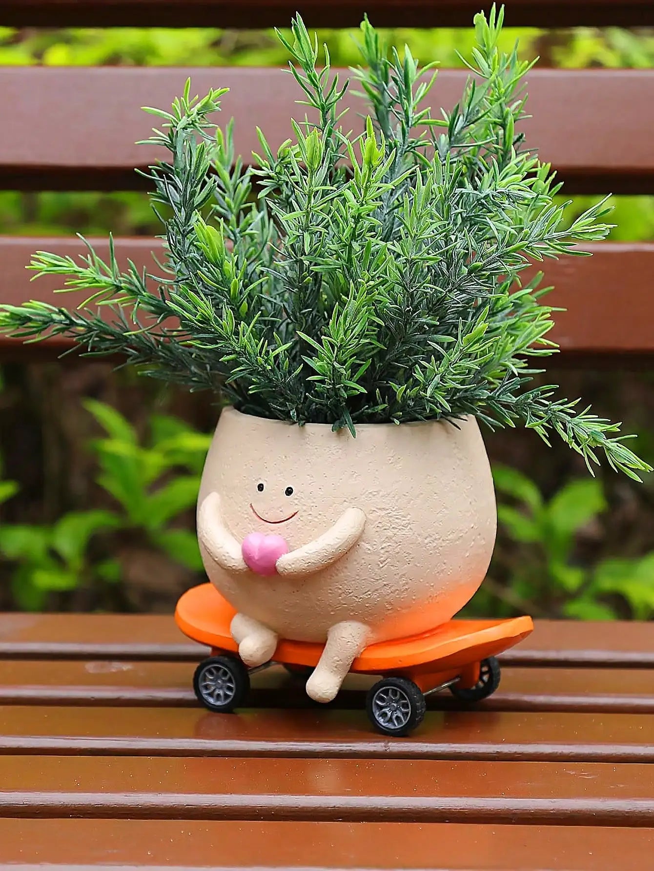 Smiling Face Planter, Cute Guitar Design, With Drainage Hole, Funny Small Flower Pot, Suitable For Indoor Succulents, Unique Gift For Plant Lovers
