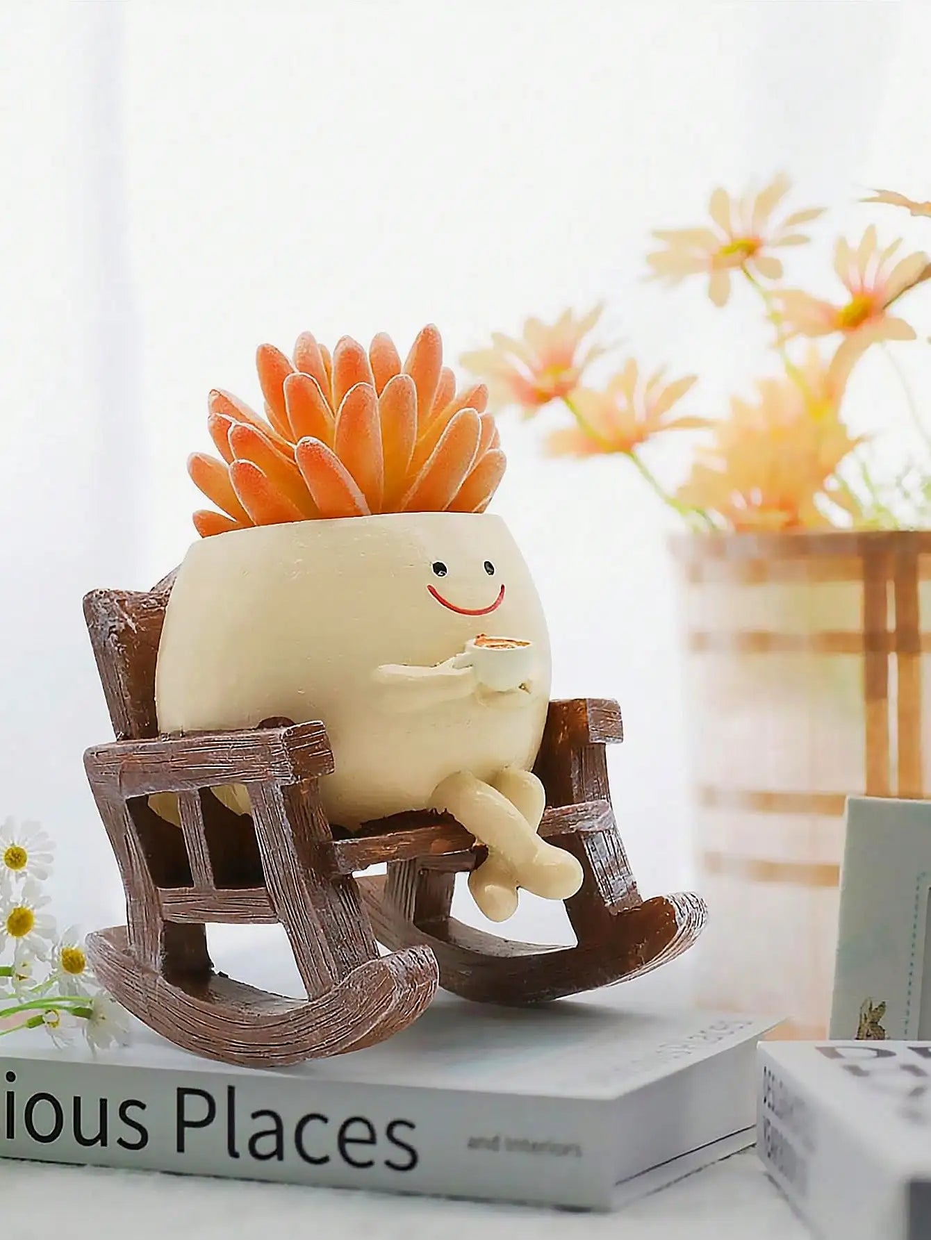 Smiling Face Planter, Cute Guitar Design, With Drainage Hole, Funny Small Flower Pot, Suitable For Indoor Succulents, Unique Gift For Plant Lovers