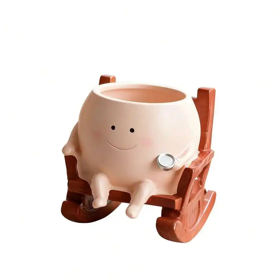 Smiling Face Planter, Cute Guitar Design, With Drainage Hole, Funny Small Flower Pot, Suitable For Indoor Succulents, Unique Gift For Plant Lovers