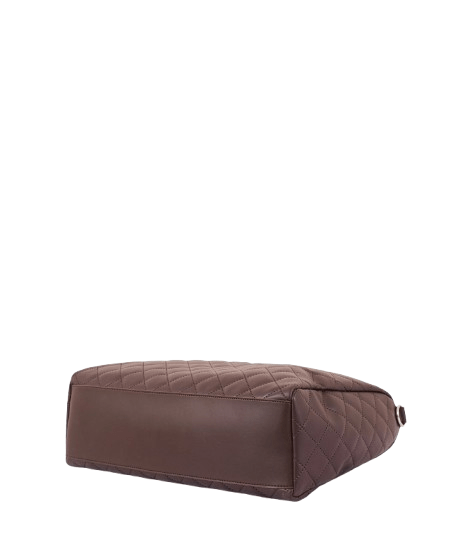 Elegant Dark Brown Quilted Tote Bag