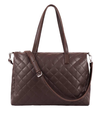 Elegant Dark Brown Quilted Tote Bag