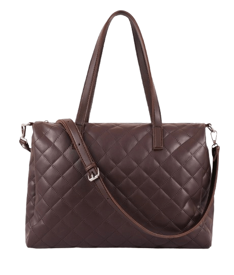 Elegant Dark Brown Quilted Tote Bag