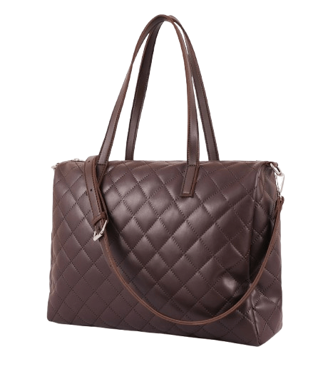 Elegant Dark Brown Quilted Tote Bag