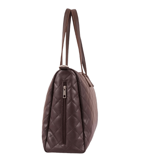 Elegant Dark Brown Quilted Tote Bag
