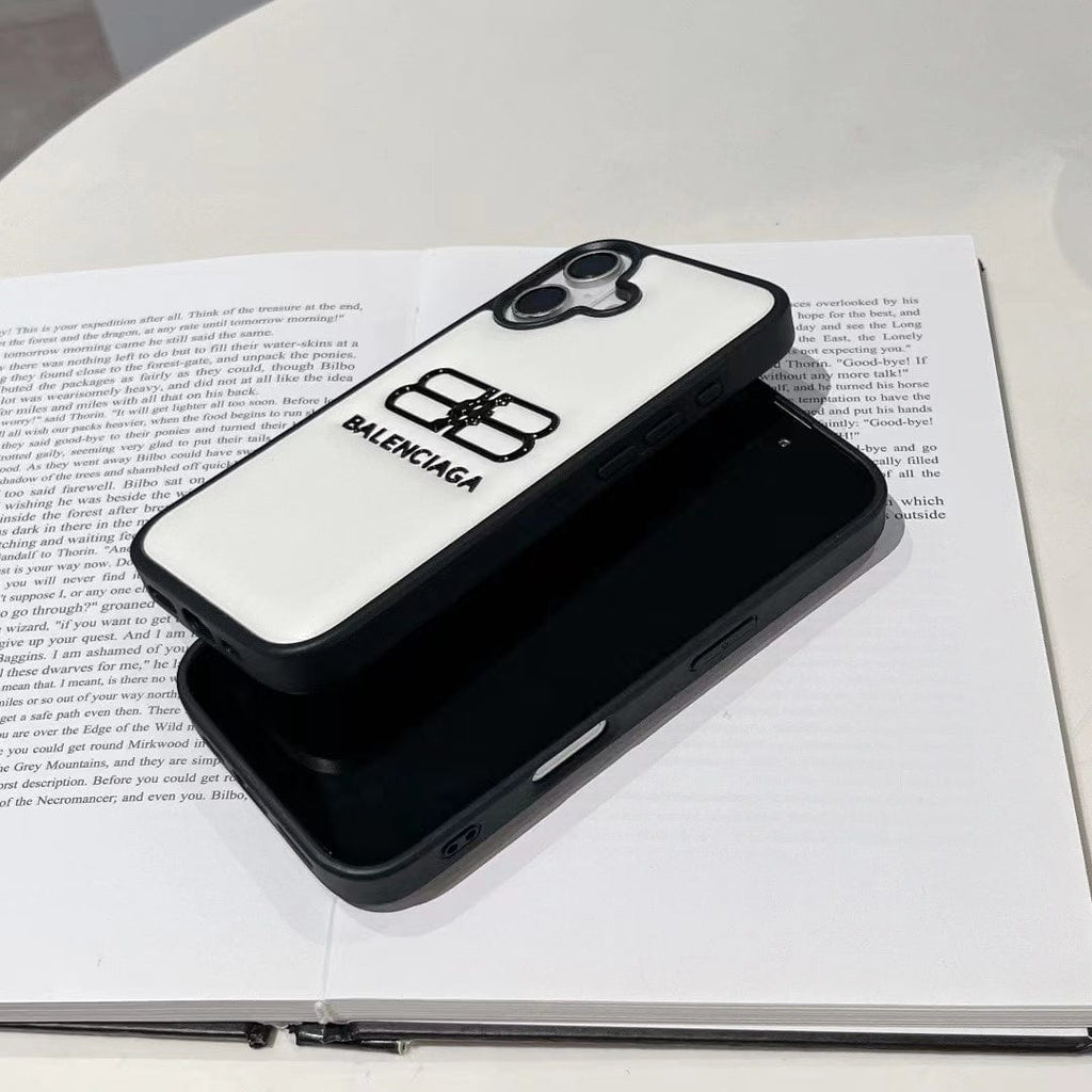 HypedEffects Balenciaga BB Logo Embossed Leather iPhone Case