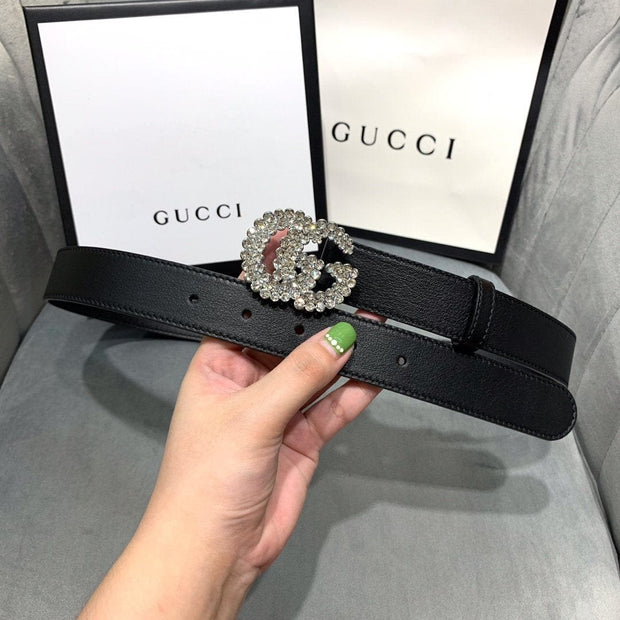 HypedEffects Black Crystallized Gucci Belt