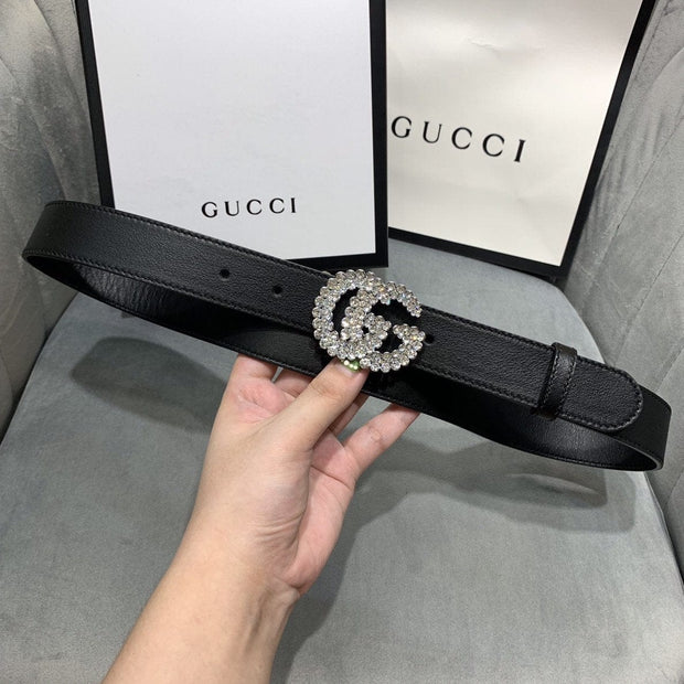 HypedEffects Black Crystallized Gucci Belt