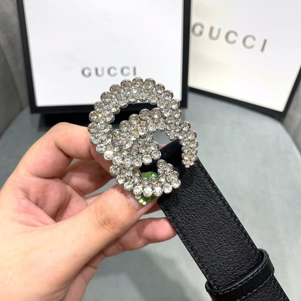 HypedEffects Black Crystallized Gucci Belt