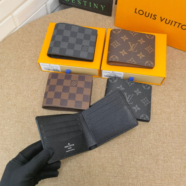 HypedEffects Black Leather Louis Vuitton Wallet With Gray Monogram