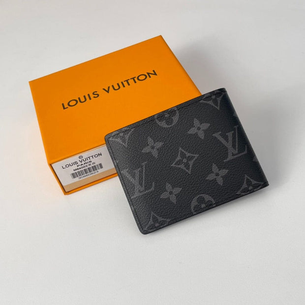 HypedEffects Black Leather LV Wallet With Gray Monogram (Money Clips)